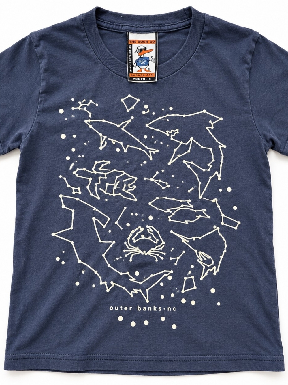 The Duck Company Outer Banks Youth Small Marine Graphic T-Shirt Blue OBX
